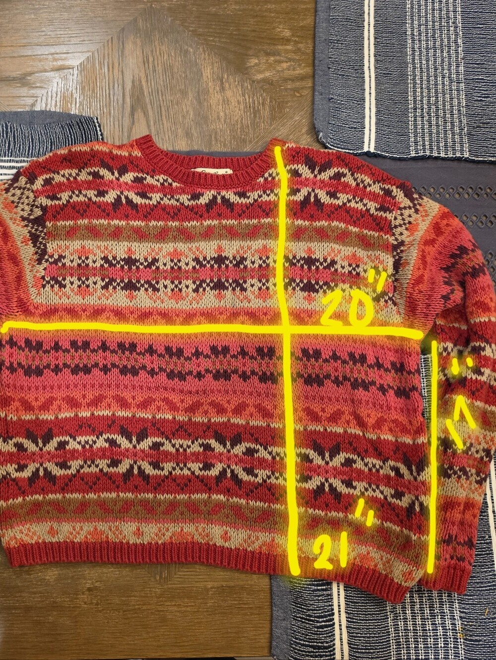 Vintage Eddie Bauer Fair Isle Sweater Womens Petite Medium Cropped 90s USA - Picture 5 of 5